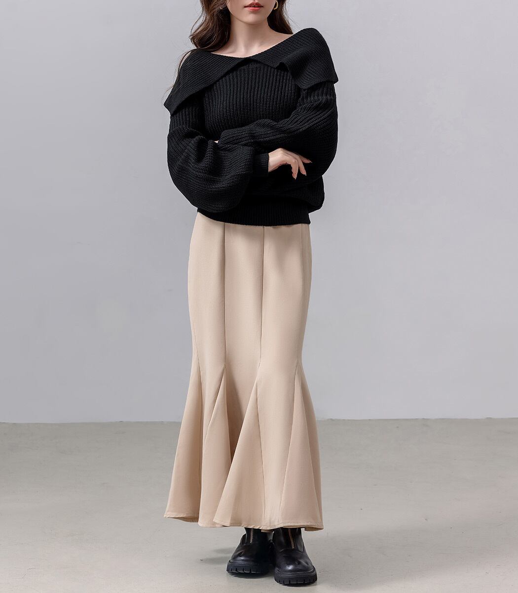 オフショルニット callautia（カラウティア） ニット セーター Wジップオフショルニット