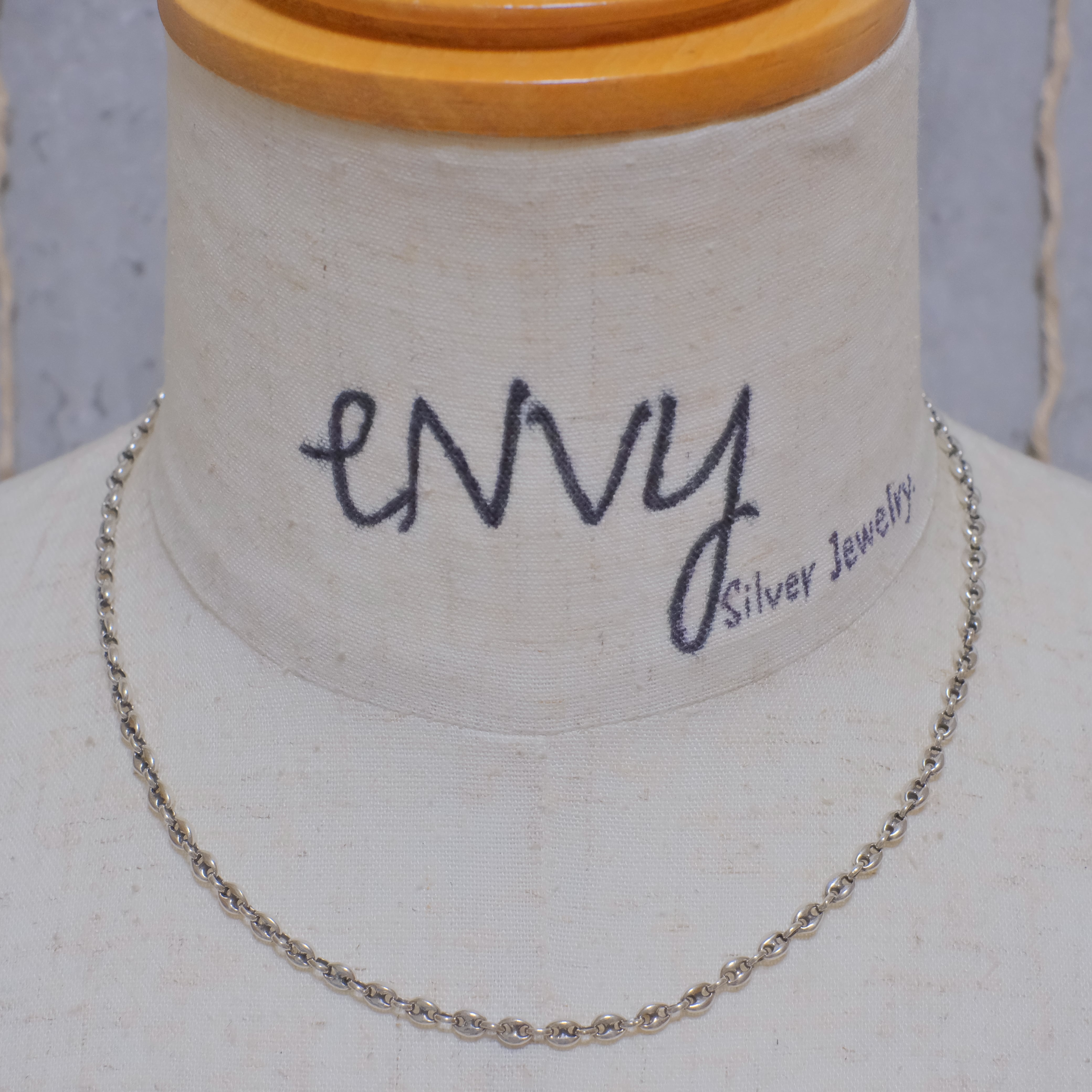 シルバー925 Silver いぶし豚鼻チェーンネックレス/アンカー/軽研磨仕上げ