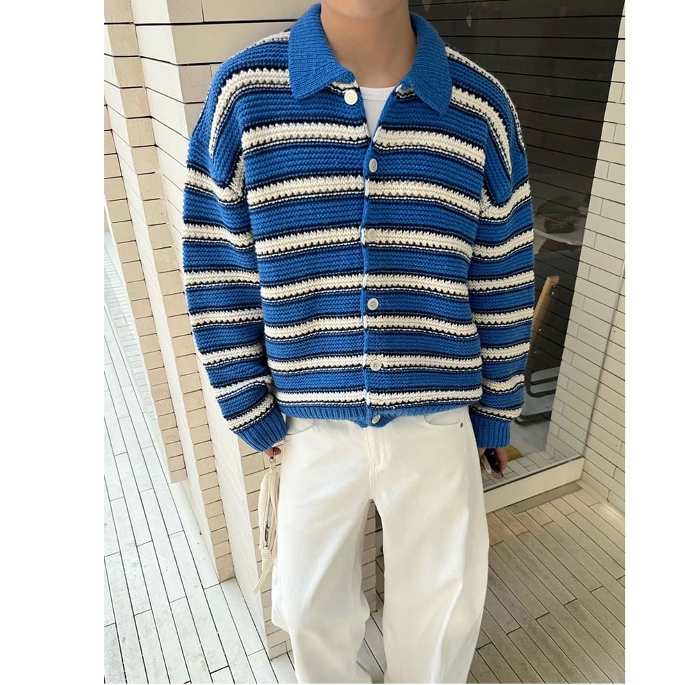 Men's Striped Design Knit Cardigan*MS-05