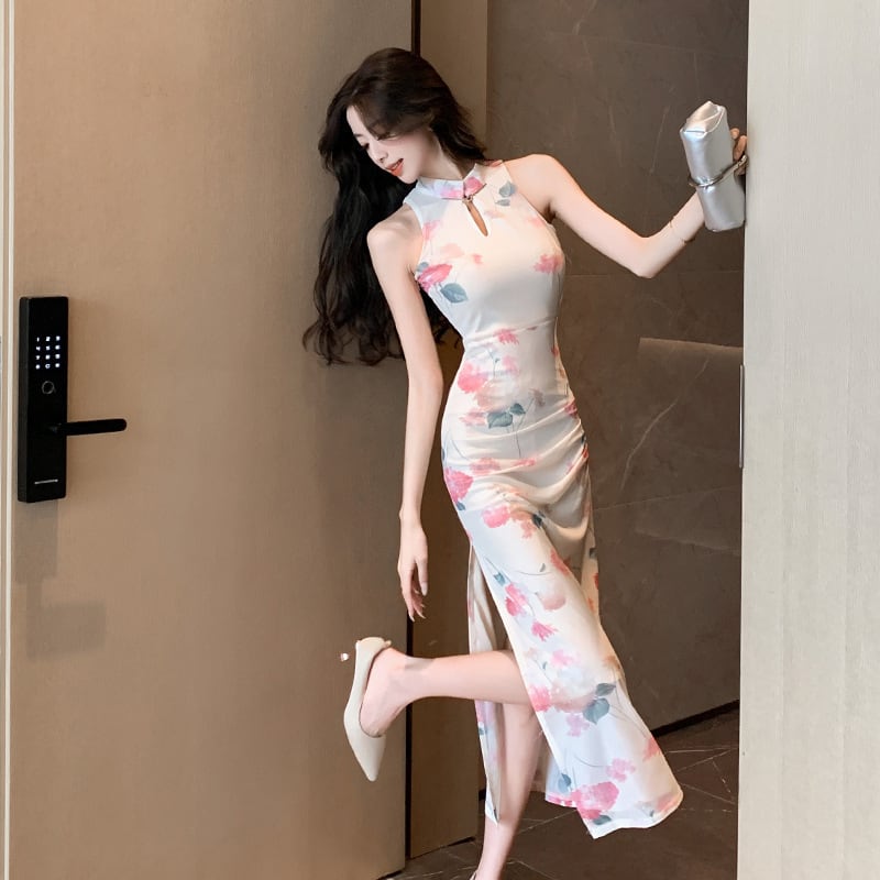 【新作】【送料無料】 2024 夏の新スタイル新しい中国スタイル改善されたチャイナドレスメッシュスカートセクシーなスリットヒップカバーロングスカート 7917 013522012048