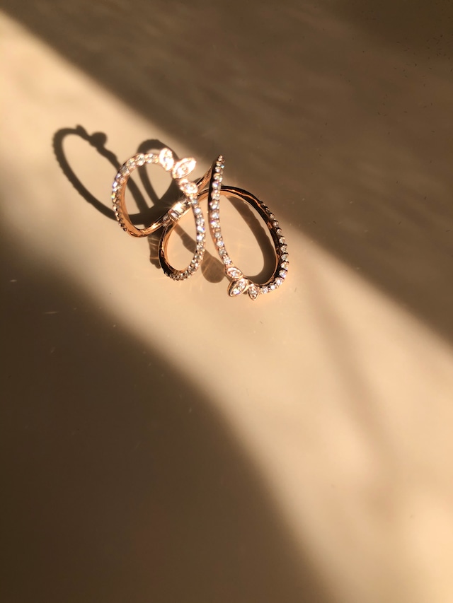 k18Rose gold Wave and leaf  ring