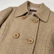 美品 mimi&roger ミミアンドロジャー ミミ&ロジャー ツイードウール ダブル コート 1 /日本製生地/ベージュ/レディース