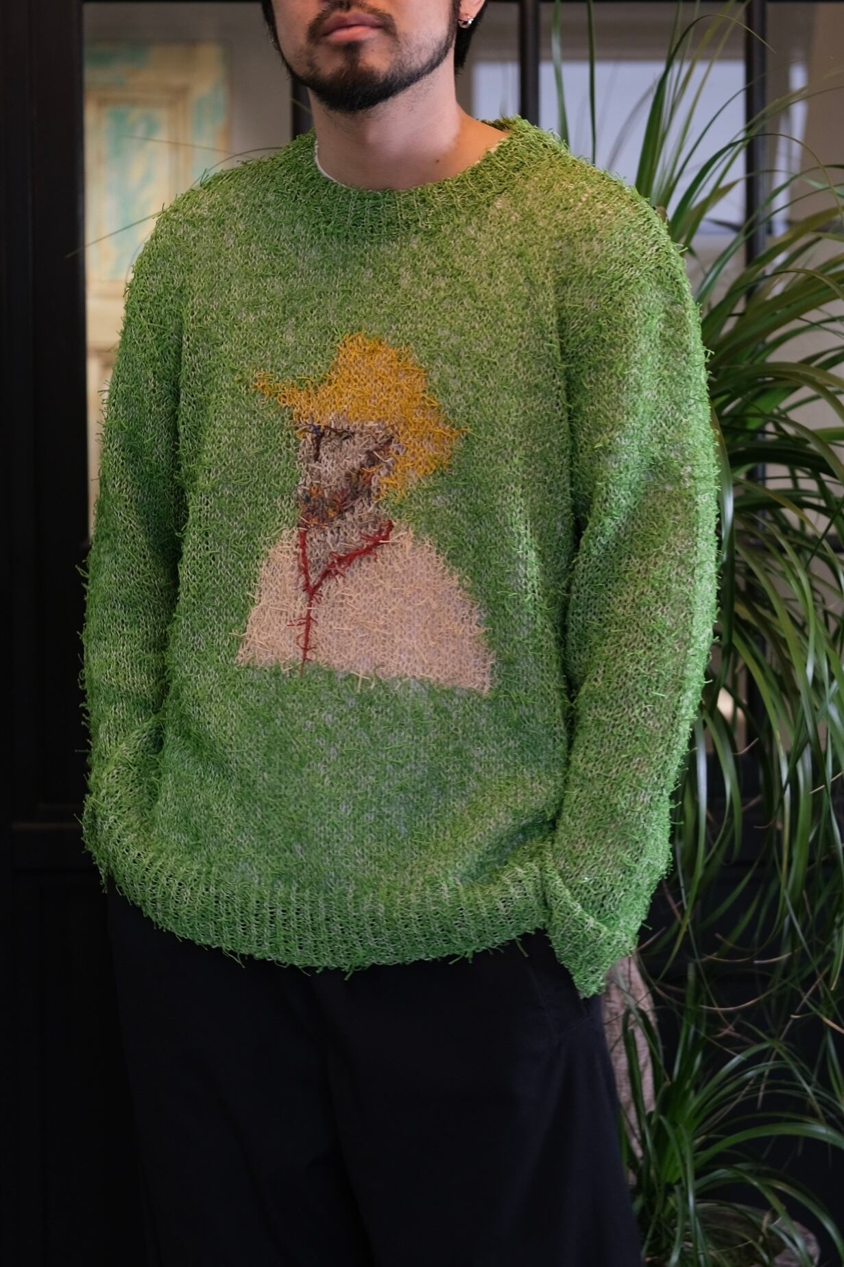 kota gushiken】Summer Van Gogh Long Skeeve Top - green | loop