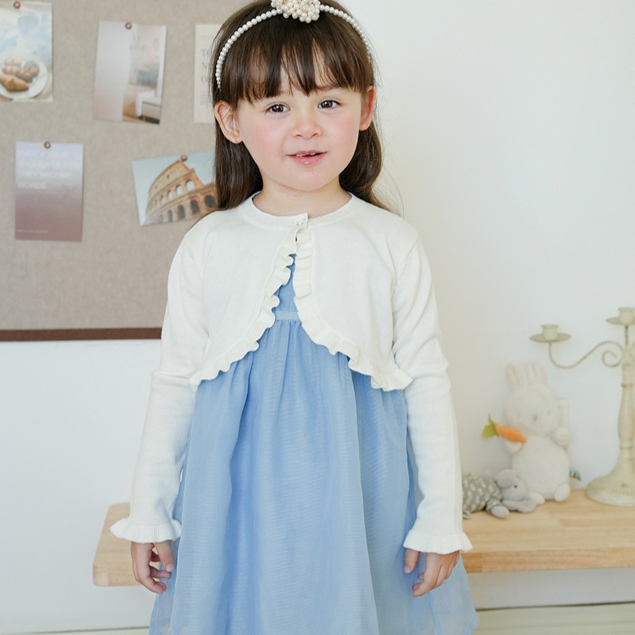 春フリルショートカーディガン