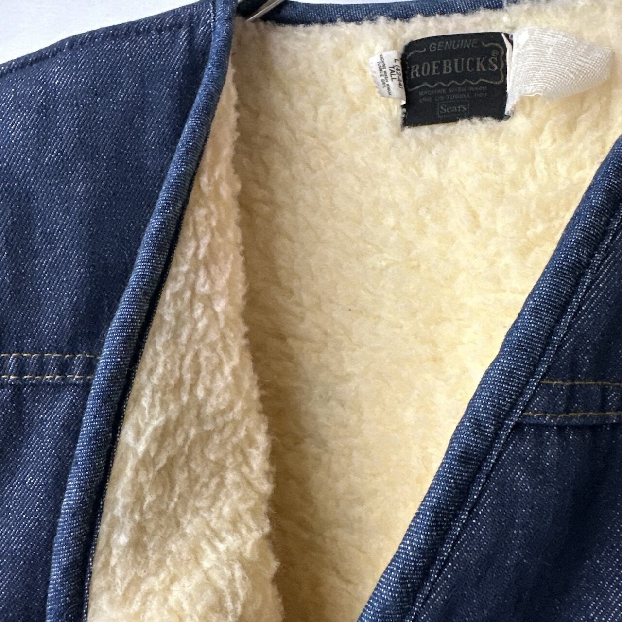 70s ROEBUCKS Sears ローバックス デニムベスト 裏地ボア サイズ