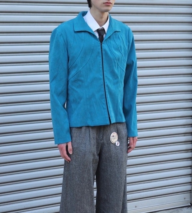 emerald green zip up blouson