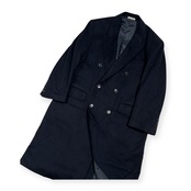 カシミヤ100% Silky Cashmere シルキー カシミア ダブル チェスターコート サイズ L /濃紺 ネイビー/メンズ