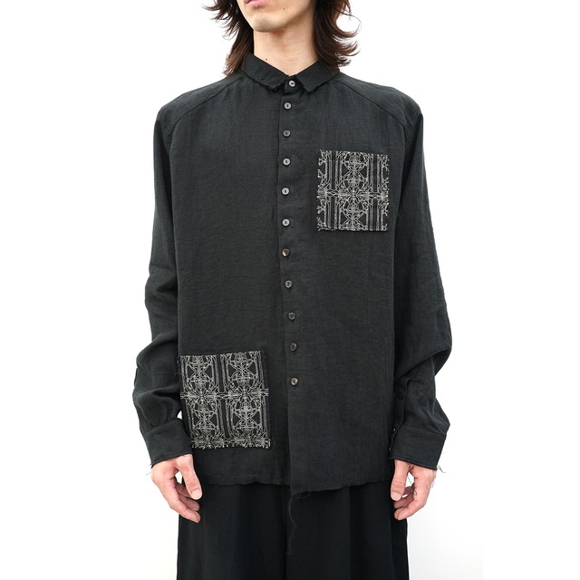 [kujaku] (クジャク) 2024SS S-683 / embroidery patch shirt