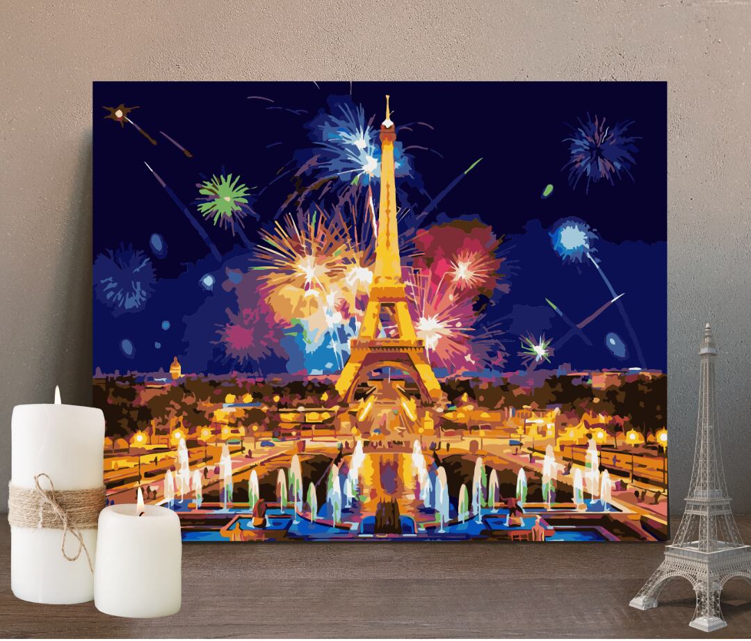 エッフェル塔花火 レターパック配送 数字で塗り絵 油絵風 40x50cm フレーム無 2850 Hashi Life エッフェル塔花火 レターパック配送 数字で塗り絵 油絵風 40x50cm フレーム無 2850 Hashi Life