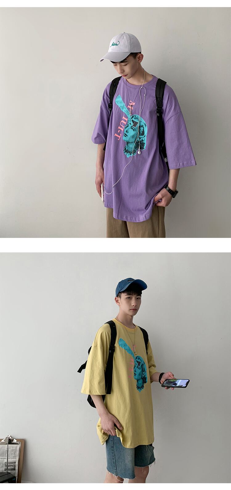 全3色 Tシャツ カットソー プリント カジュアル シンプル