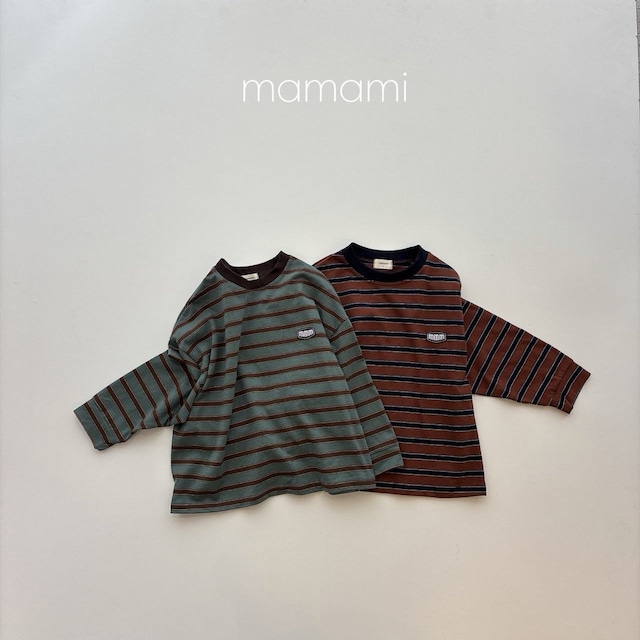 【取寄】mamami|autumn stripe tee|オータムストライプTシャツ|XS-JL|kids&jr|26 autumn