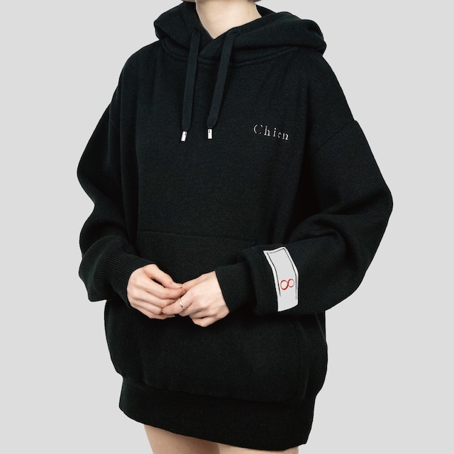 KNIT HOODIE BLK