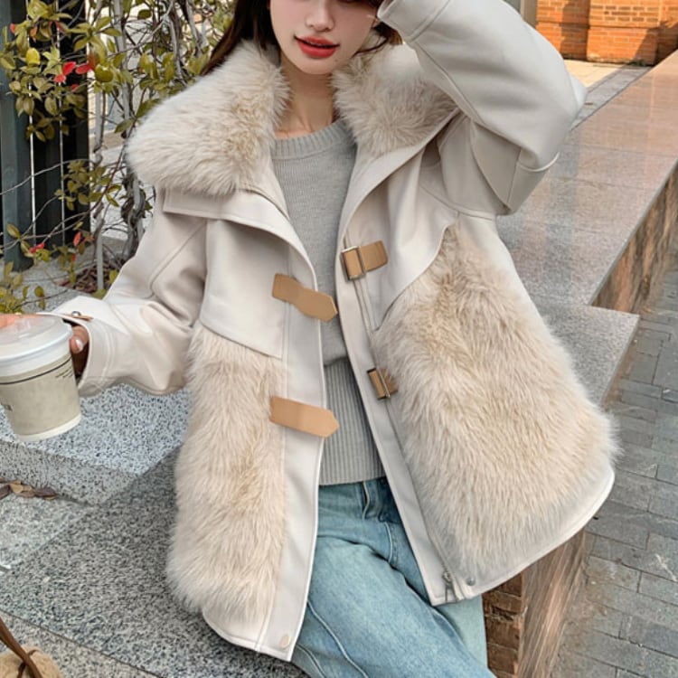 Eco-fur patchwork jacket 00226