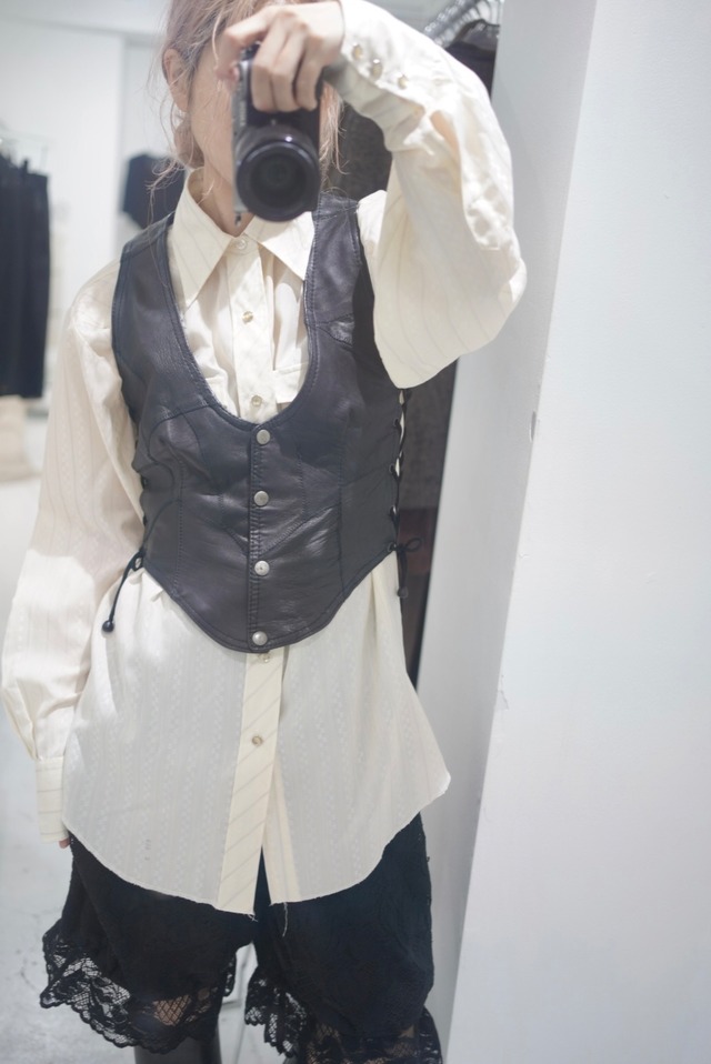 side lace up leather vest