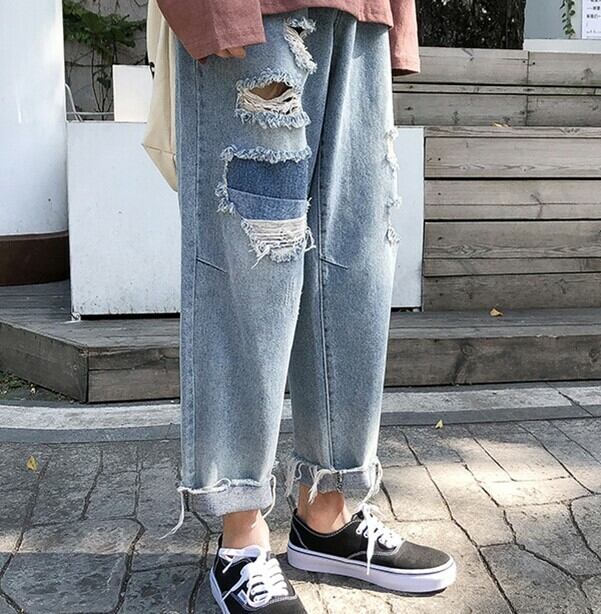 全2色 デニム パンツ ストレート カジュアル 無地 おしゃれ