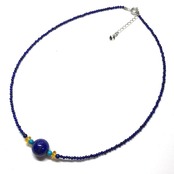 琥珀とターコイズの相性抜群 ラピスラズリ・琥珀・ターコイズネックレス ne1113