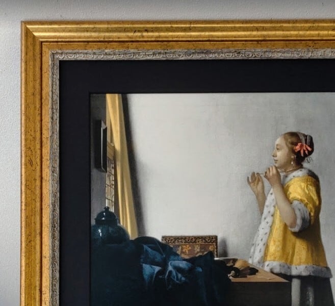 フェルメール「真珠の首飾りの少女」 ジクレー、シルクスクリーンツヤ