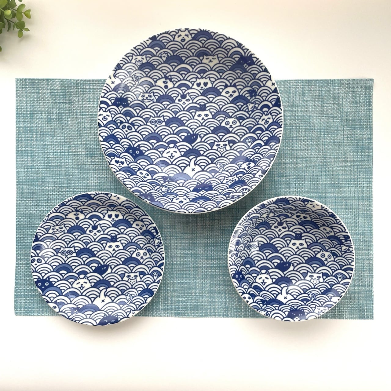 【特注品】猫のシルエット皿セット　15set 特注品】猫のシルエット皿セット15set