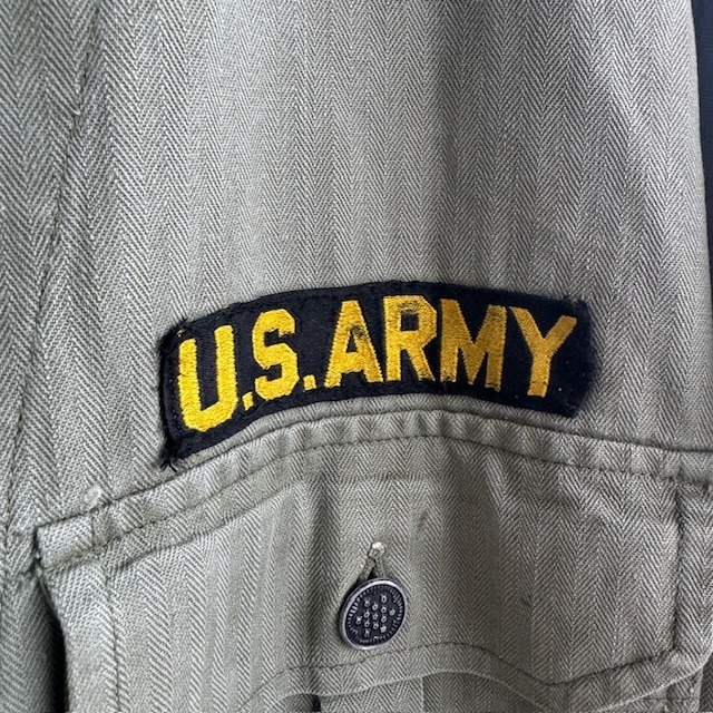 US Army M-41 HBT シャツジャケット パッチ付き 40s 画像5