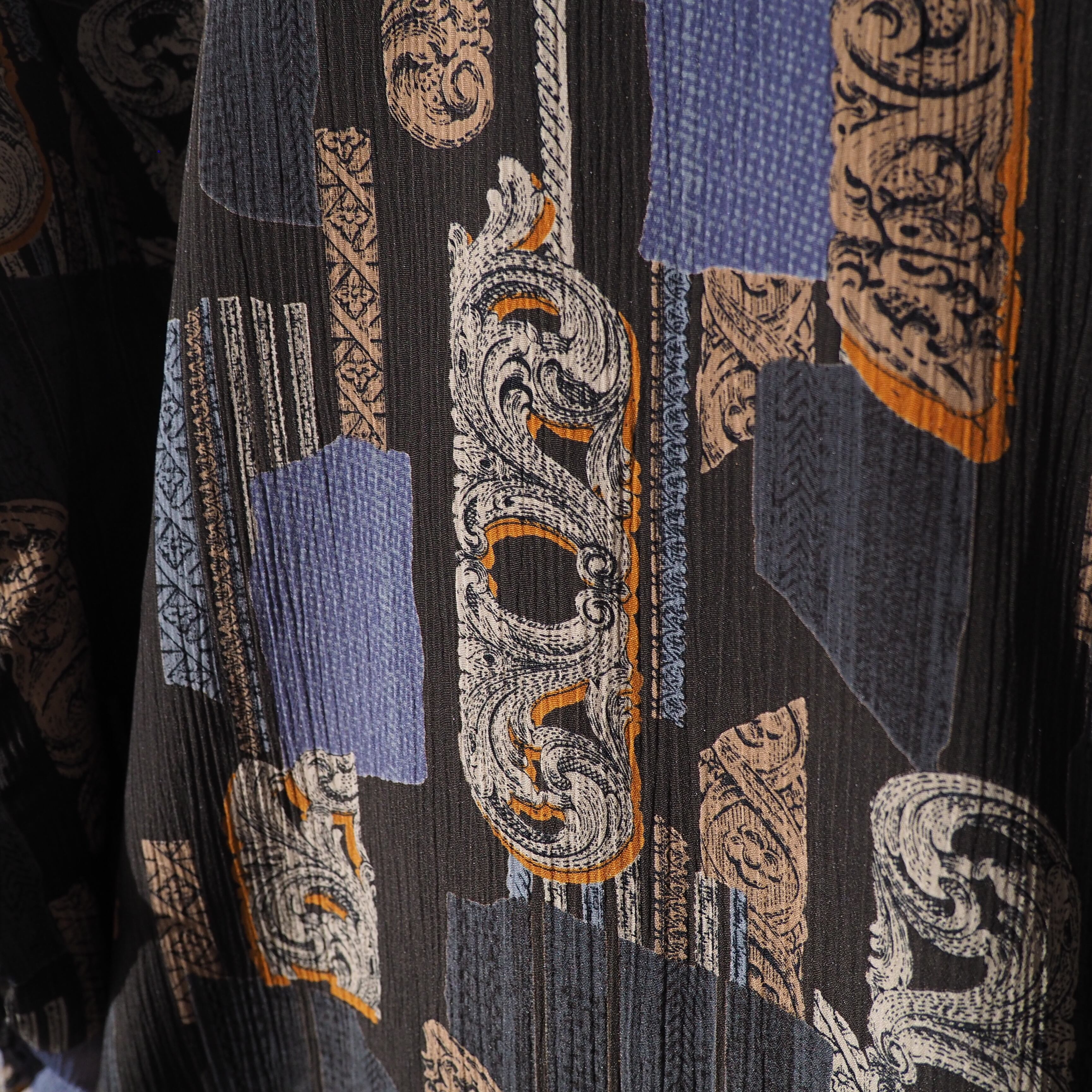 1990s Retro luxury pattern × pleats Design vintage drape loose shirt