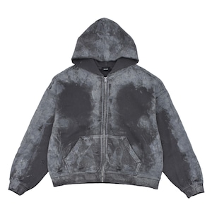 【WE11DONE】DARK GREY DIRTY WASHED HOODIE ZIP-UP