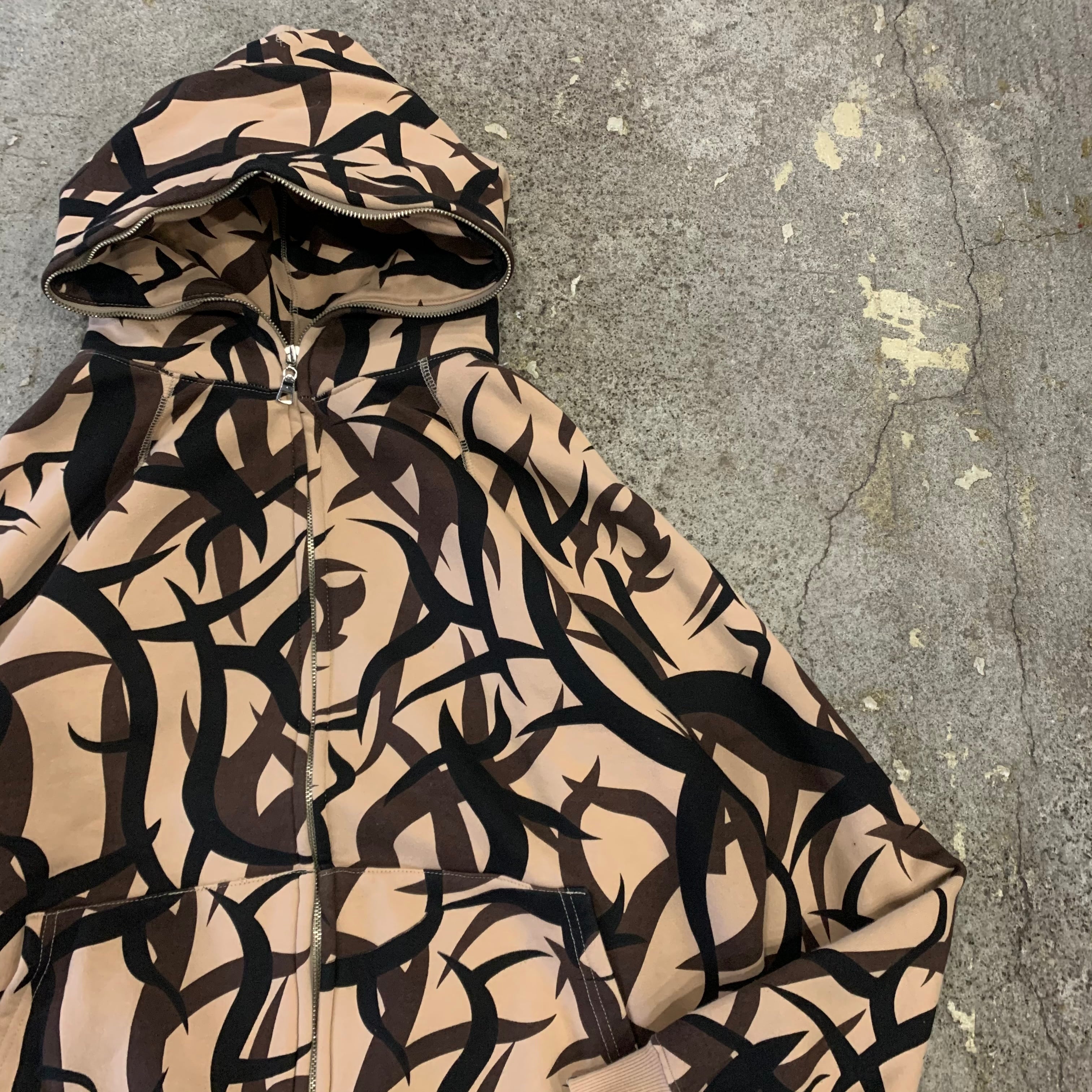 90s A BATHING APE tribal camouflage zip up parka | What