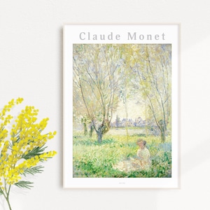 柳の下に座っている女性 | AP088 | クロード・モネ アートポスター 絵画 名画 風景画 自然 木