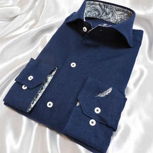 【メランジポリ LL】ビジネスカジュアルシャツ長袖