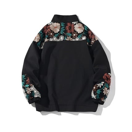 フラワー刺繍 ハイネック ジャケット | Korean unisex fashion