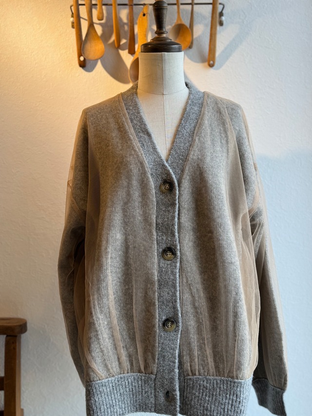 WHYTO  チュールレイヤードカーディガン