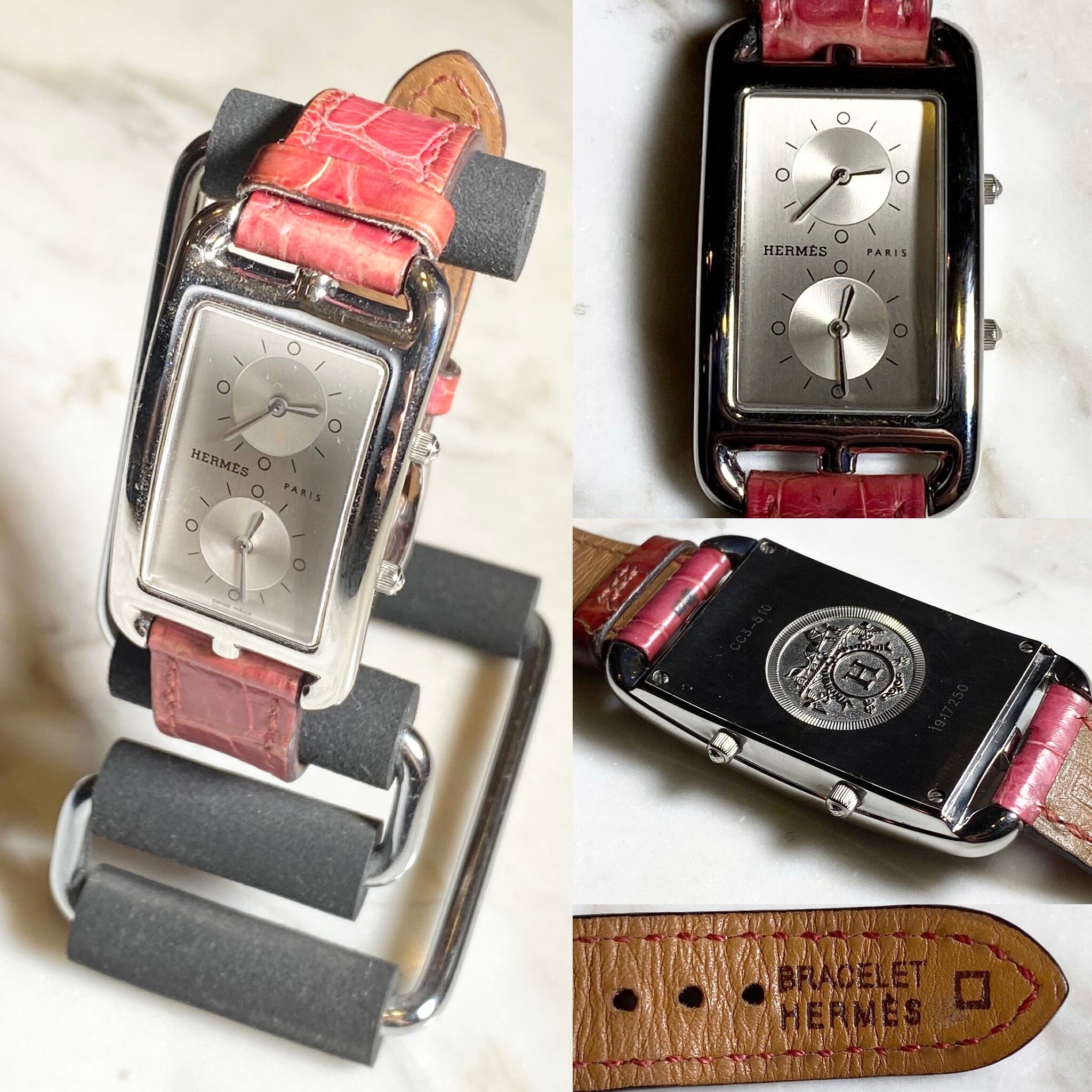 HERMES 2 time zone quartz watch “cape cod” | NOIR ONLINE