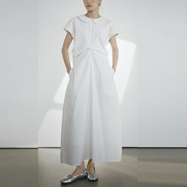 Peter Pan Collar Drape Long ワンピース [26010439]