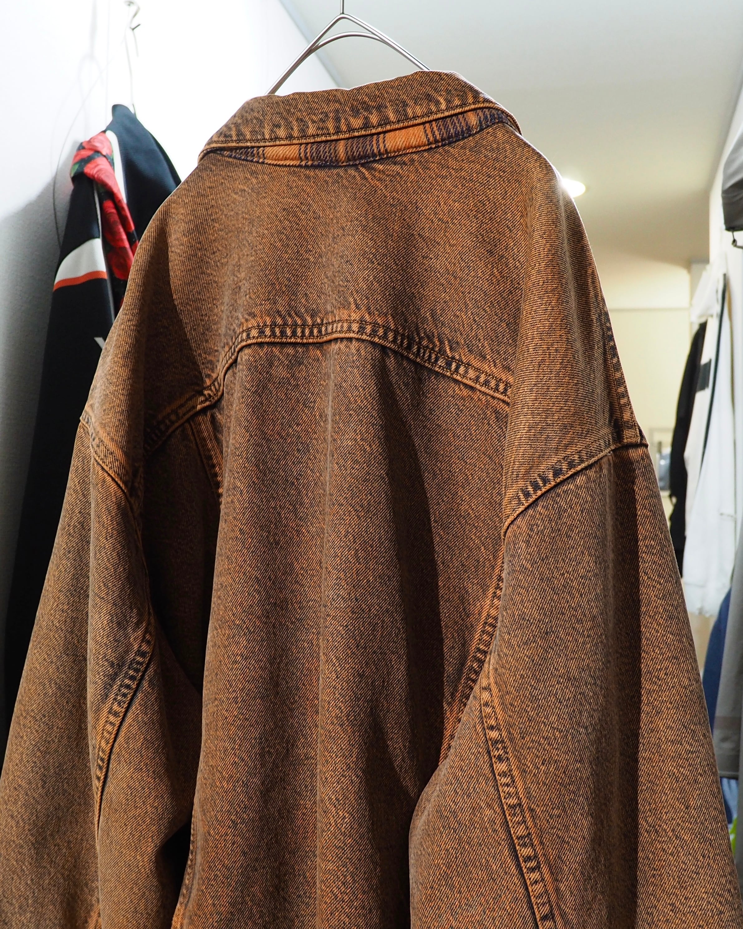 1990s " Made in USA - LEVI’S " Dark Orange Over Dyed vintage Denim jacket