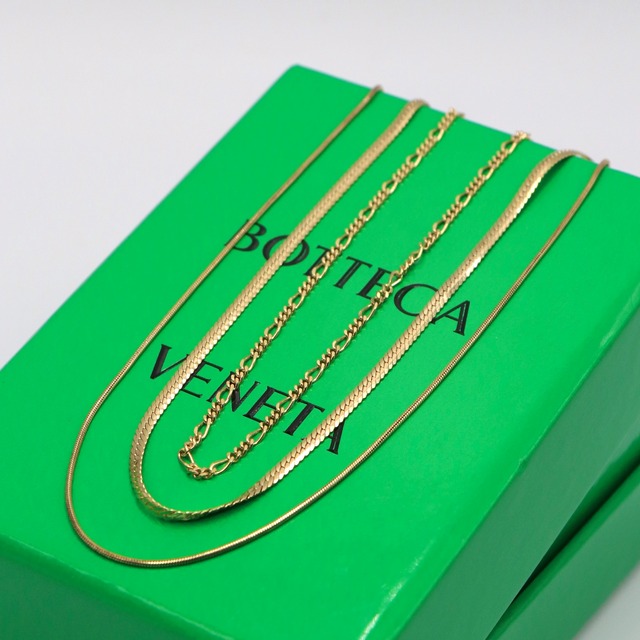 3/20掲載 BOTTEGA VENETA 3連ネックレス シルバー925 ゴールド ボッテガヴェネタ 付属品付き