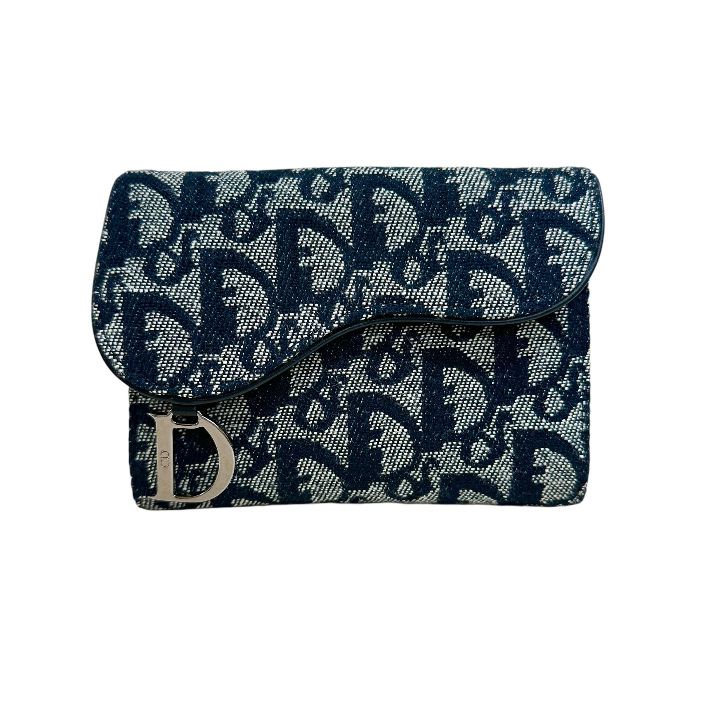 DIOR ディオール トロッター ラウンド財布 ネイビー キャンバス レザー  