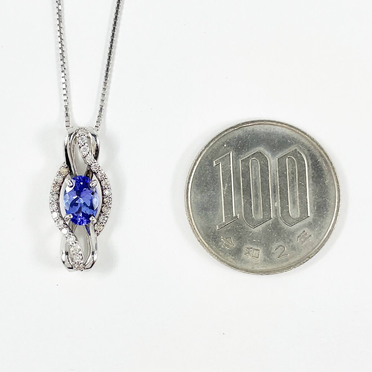 K18WG 天然タンザナイト 0.80ct ダイヤ 0.18ct ネックレス K18WG 天然タンザナイト 0.80ct ダイヤ 0.18ct ネックレス
