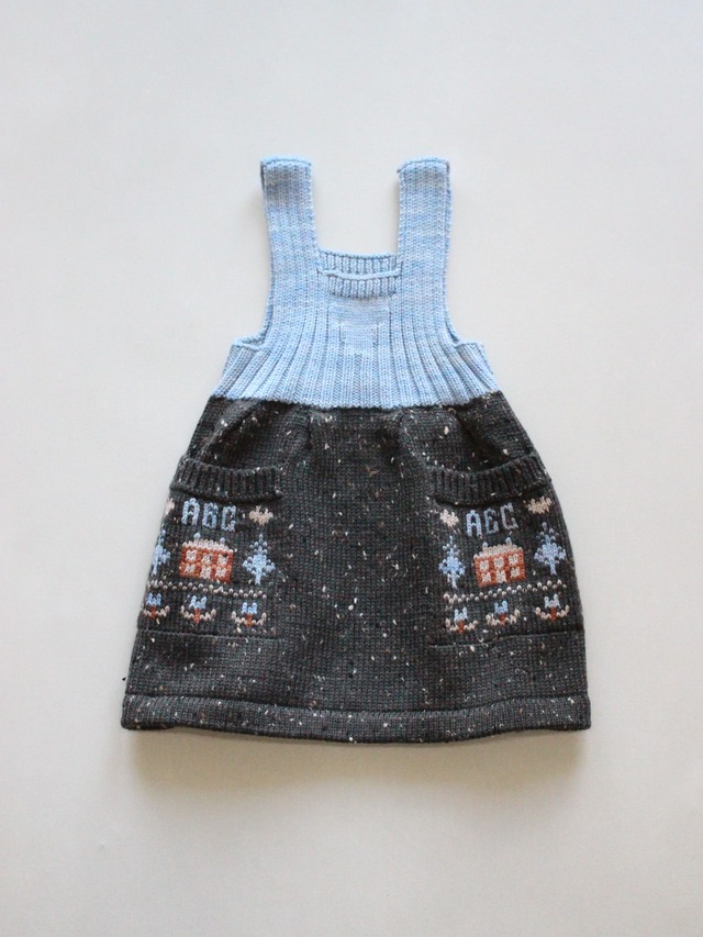 iver and isla   cross-stitch sampler pinafore. coal  6y