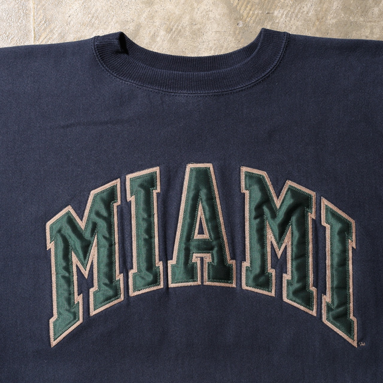 美品 XL 90s MIAMI ネイビー Reverse Weave Champion リバースウィーブ マイアミ