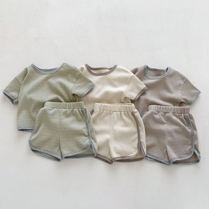 【BABY】ワッフル無地カジュアルセットアップ