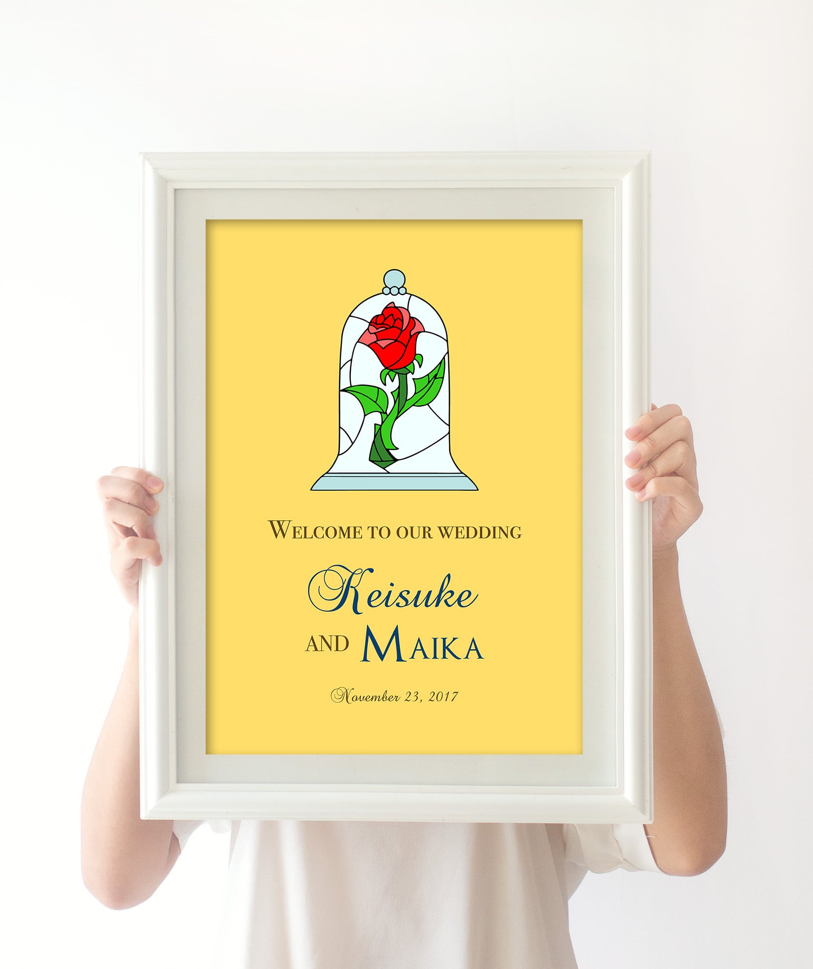 ウェディング ウェルカムボード 金色　鏡　美女と野獣　スタンド付き ウェディング ウェルカムボード 金色 鏡 美女と野獣 スタンド付き