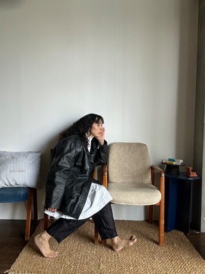 Vintage black leather jacket アウター