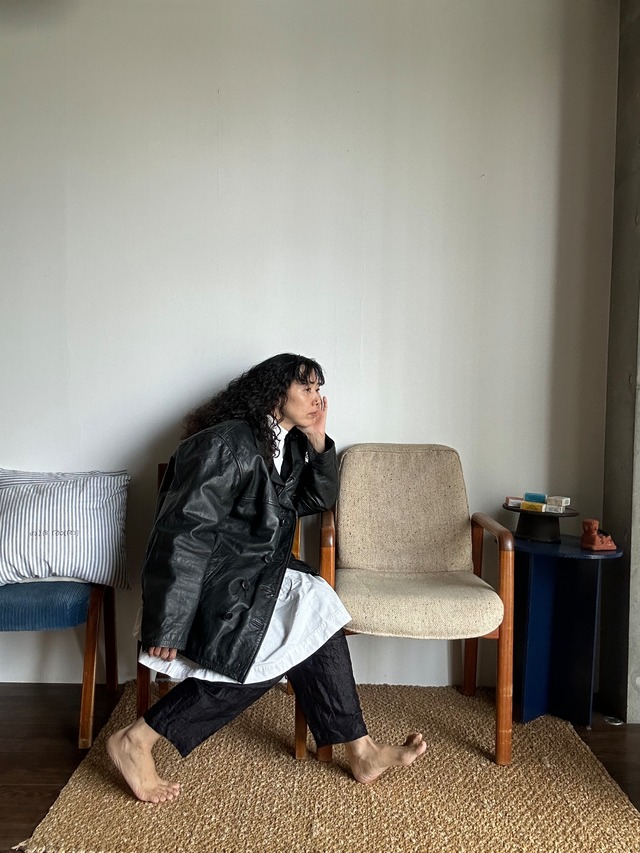 Vintage black leather jacket アウター