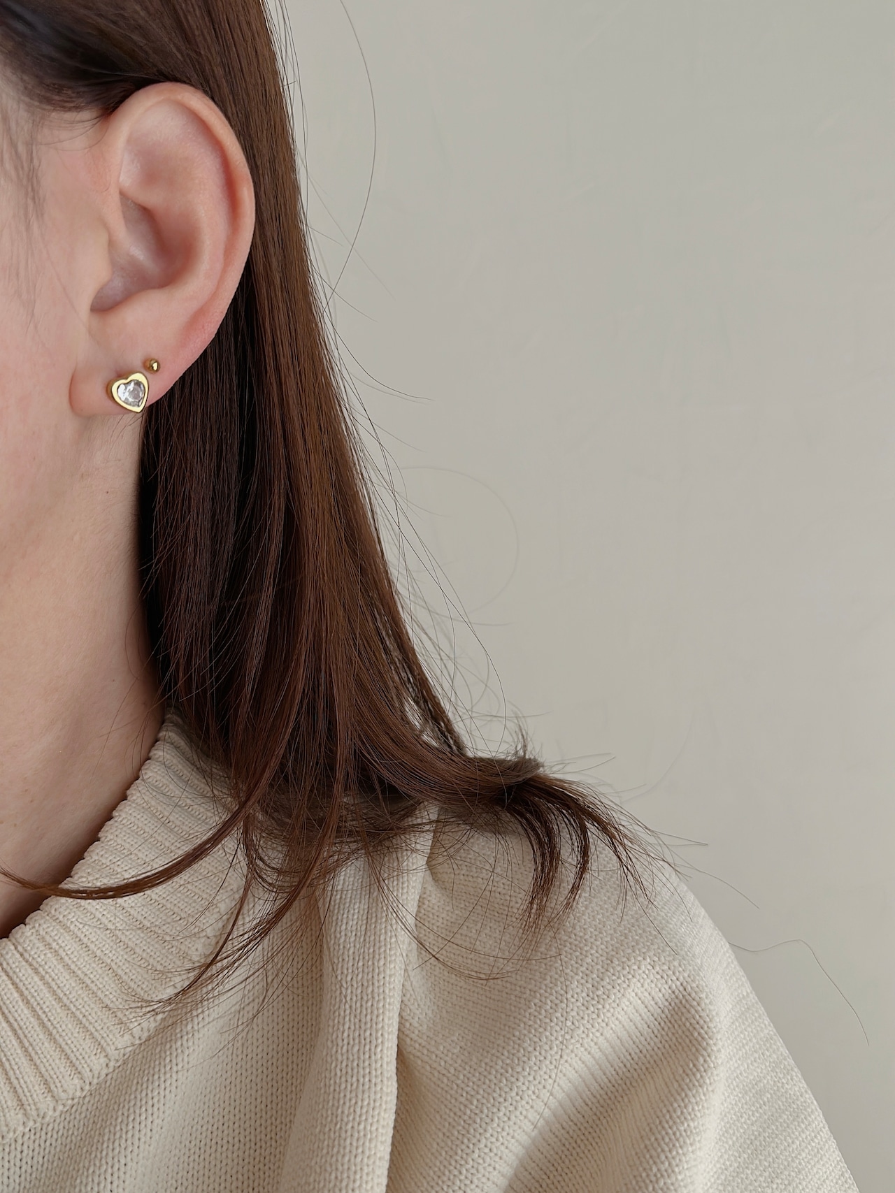 SS ハートストーンピアス