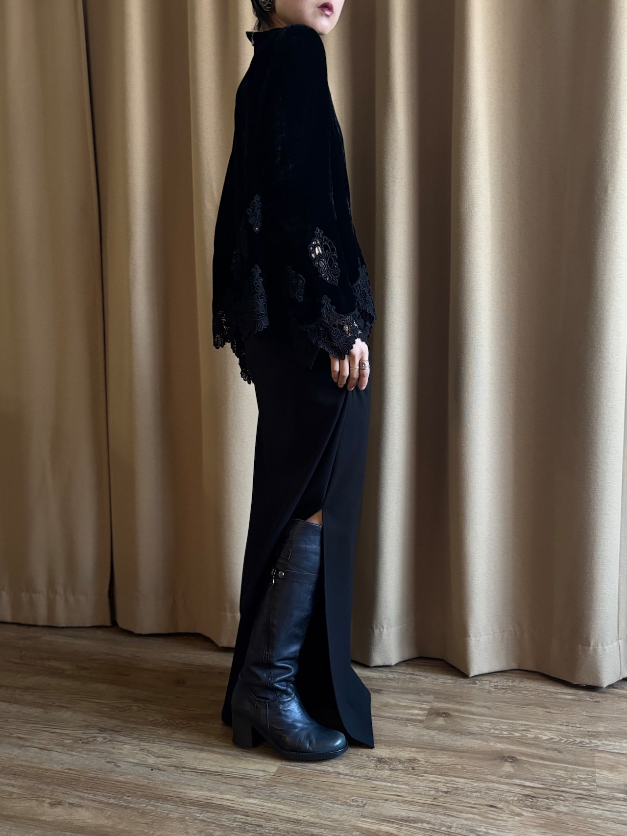 classic black velour tops-5139-2