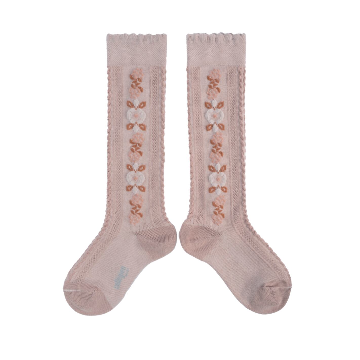 【collegien】Dalia - Jacquard Flower Knee-high Socks- Vieux Rose