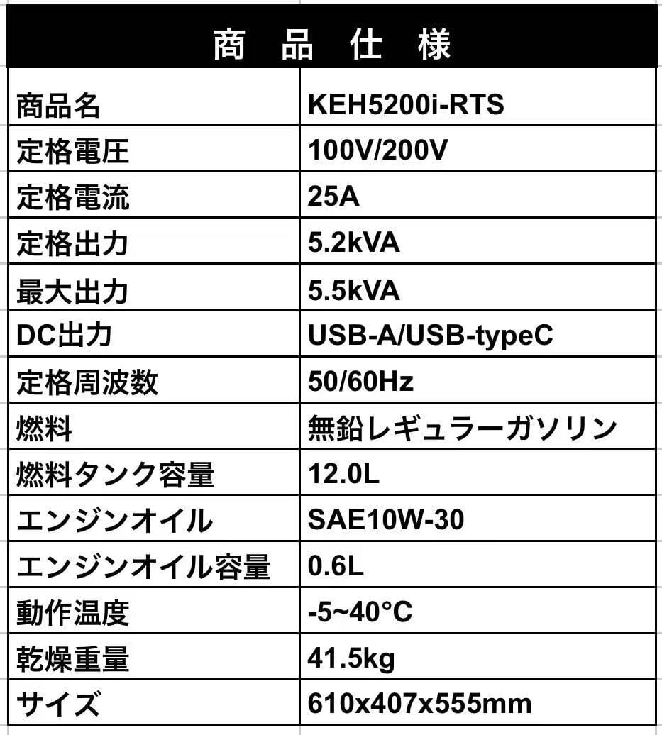 Kareyou ガソリン発電機 KEH5200i-RTS 200V発電機 単相100V/200V 高