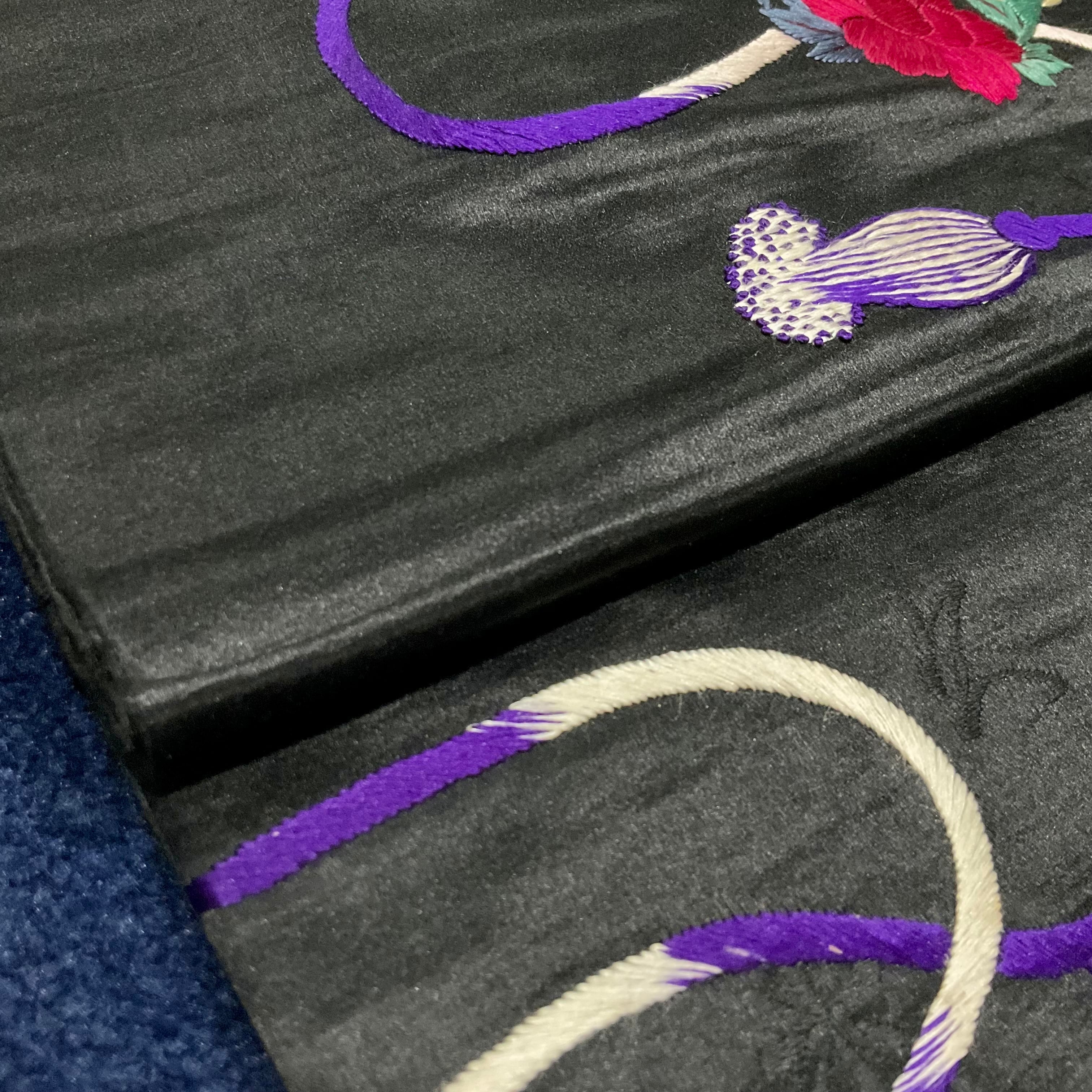 花つづみ*鼓 刺繍 房 紐 牡丹 椿 桜 橘 繻子 黒 アンティーク 花つづみ*鼓 刺繍 房 紐 牡丹 椿 桜 橘 繻子 黒 アンティーク