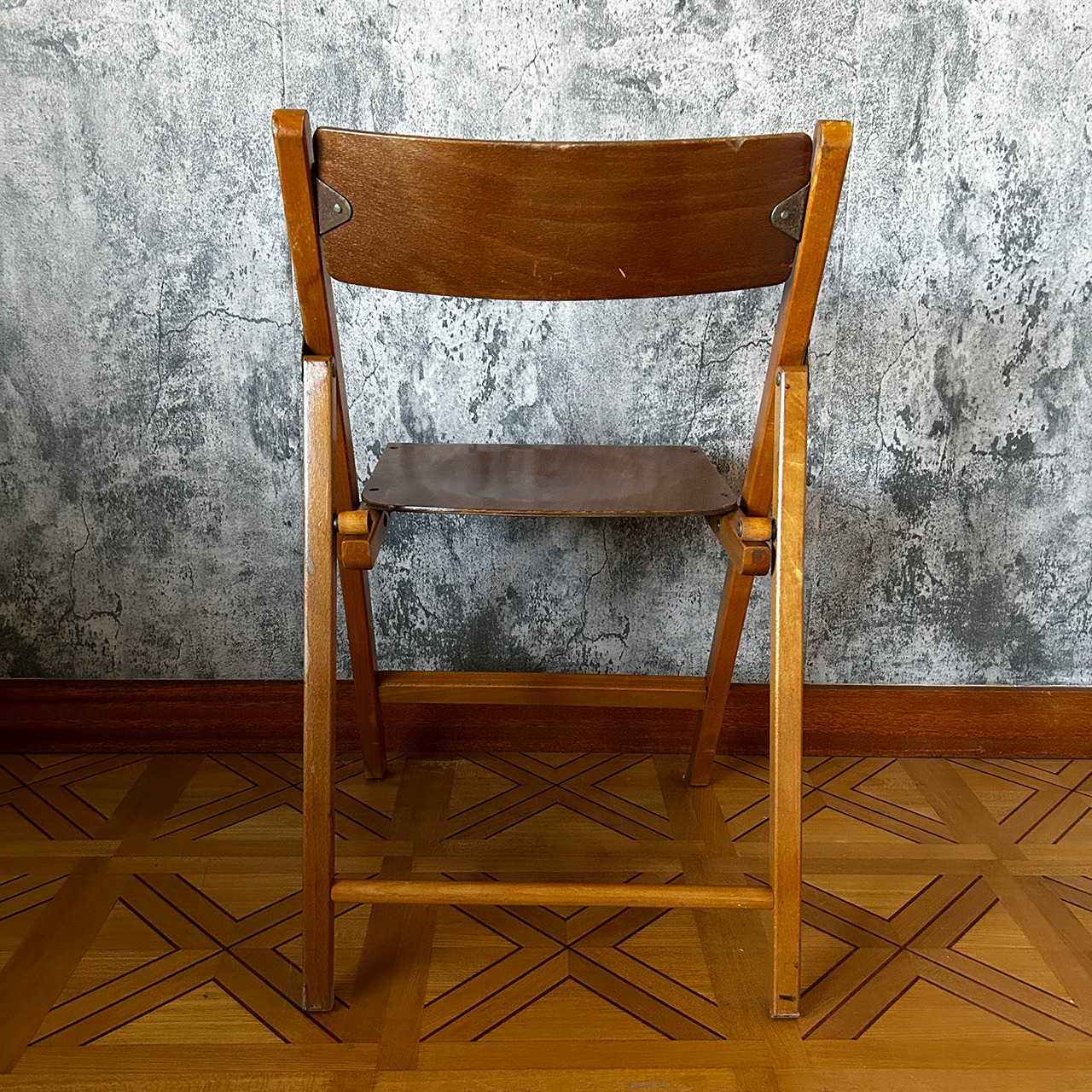 70's Vintage French Wood Folding Chair Used 中古 リペア済