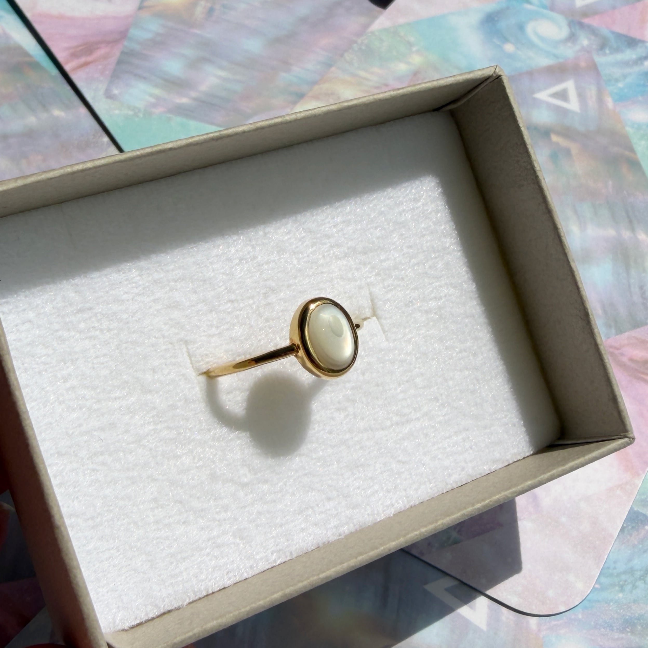 <個性あり・1点のみ>【oval ring】~マザーオブパール~(15号)