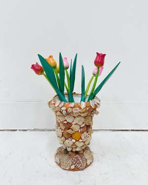 shell decoration pottery flower vase